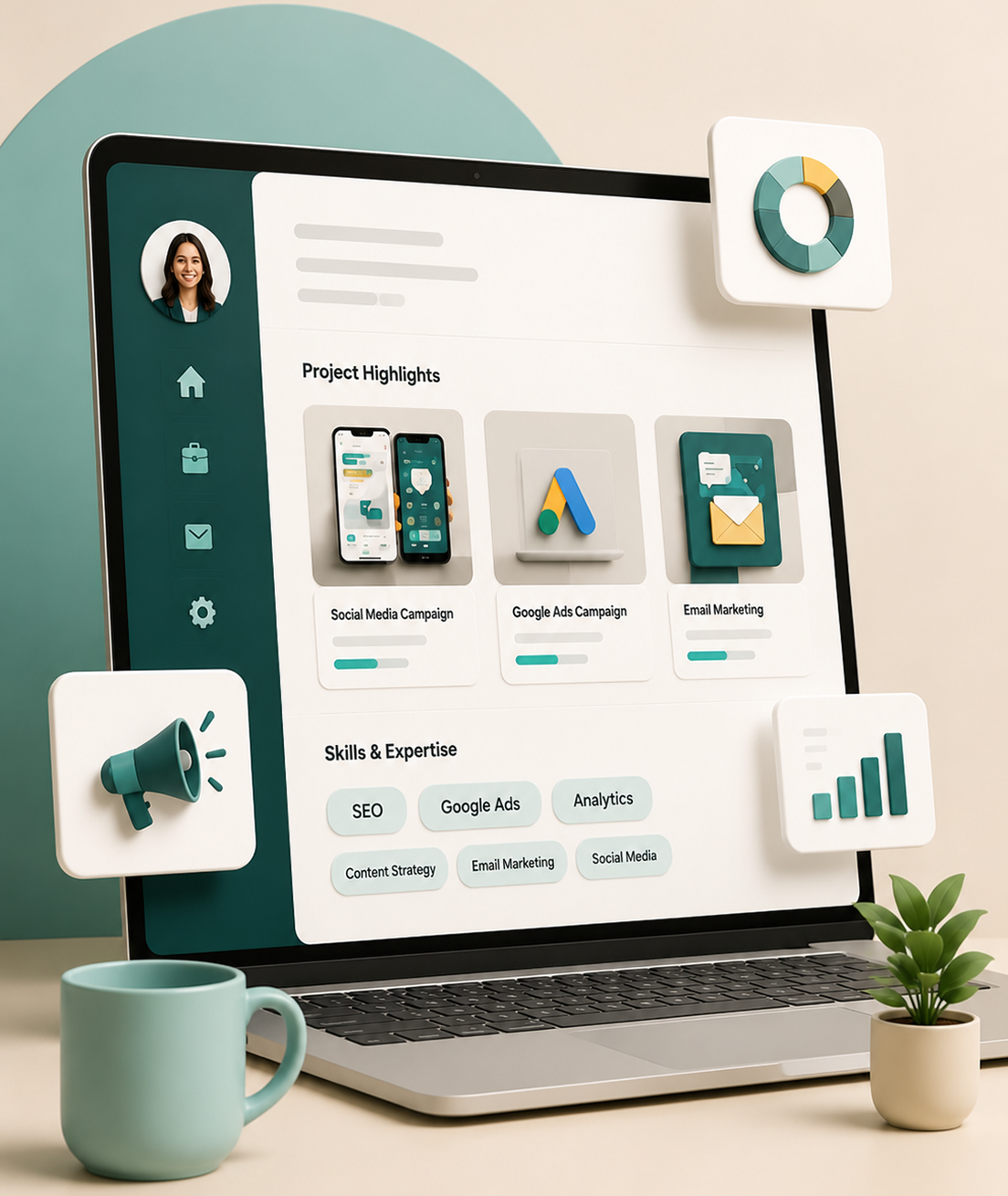 Executive marketing analytics dashboard showing quarterly pipeline and MQLs