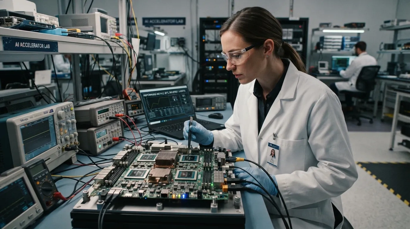 Google Tensor Processing Unit (TPU) hardware boards mounted in high-density data center racks.