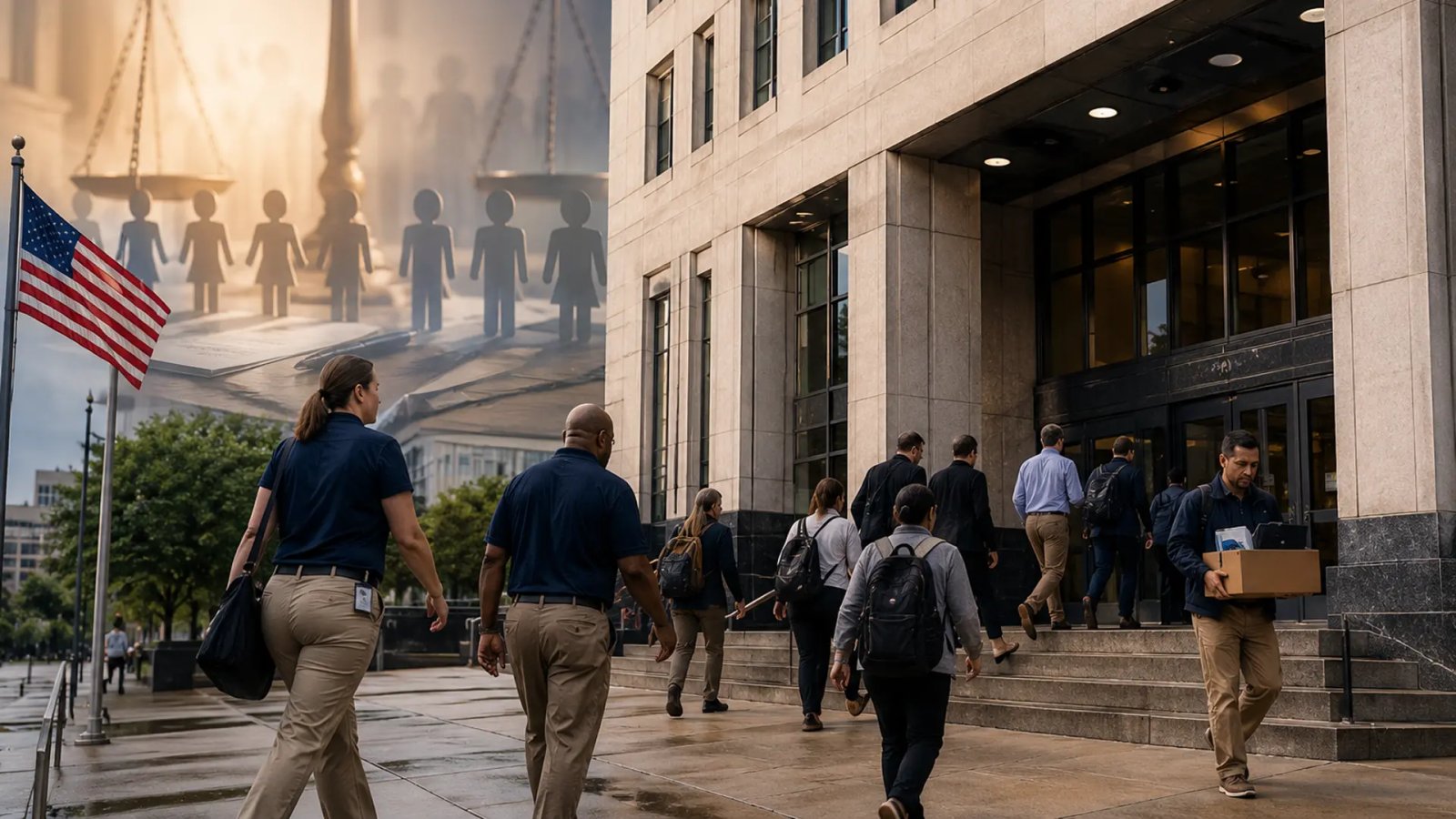 FEMA signage outside a government building representing the agency amid an ongoing legal dispute over workforce reductions.
